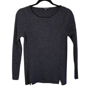 Eileen Fisher Merino Wool Ribbed Sweater Italian Yarn Minimalist Capsule Medium